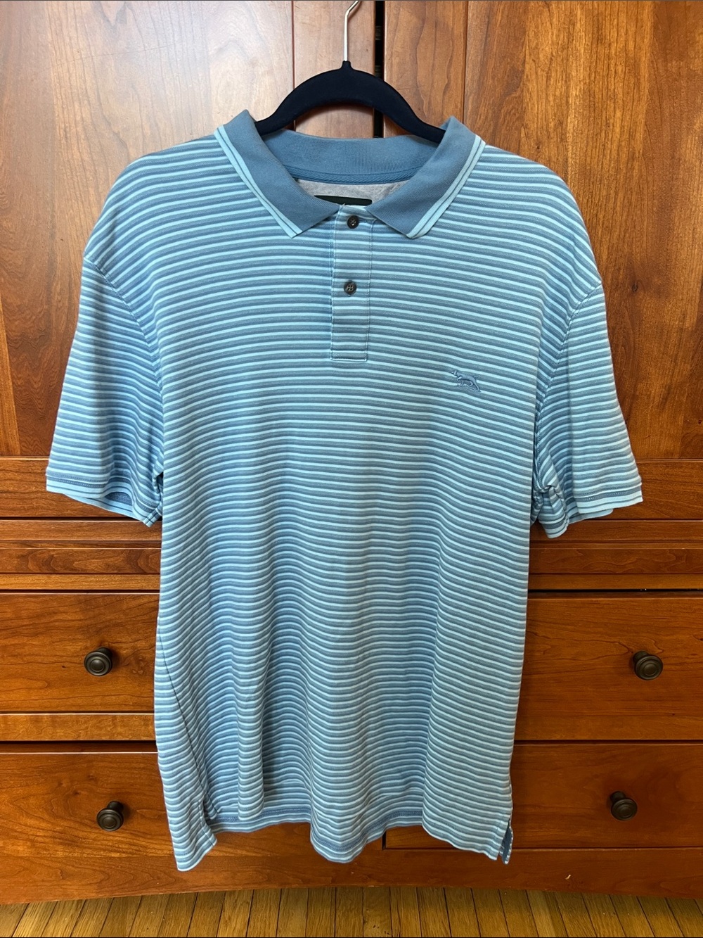 Men's Rodd & Gunn Light Blue Striped Polo Shirt XL